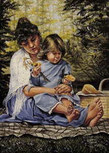 Miniature Oil Painting, Prairie Picnic